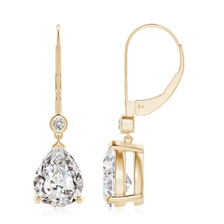 9x7mm IJI1I2 Pear-Shaped Diamond Leverback Drop Earrings with Diamond Accent in Yellow Gold