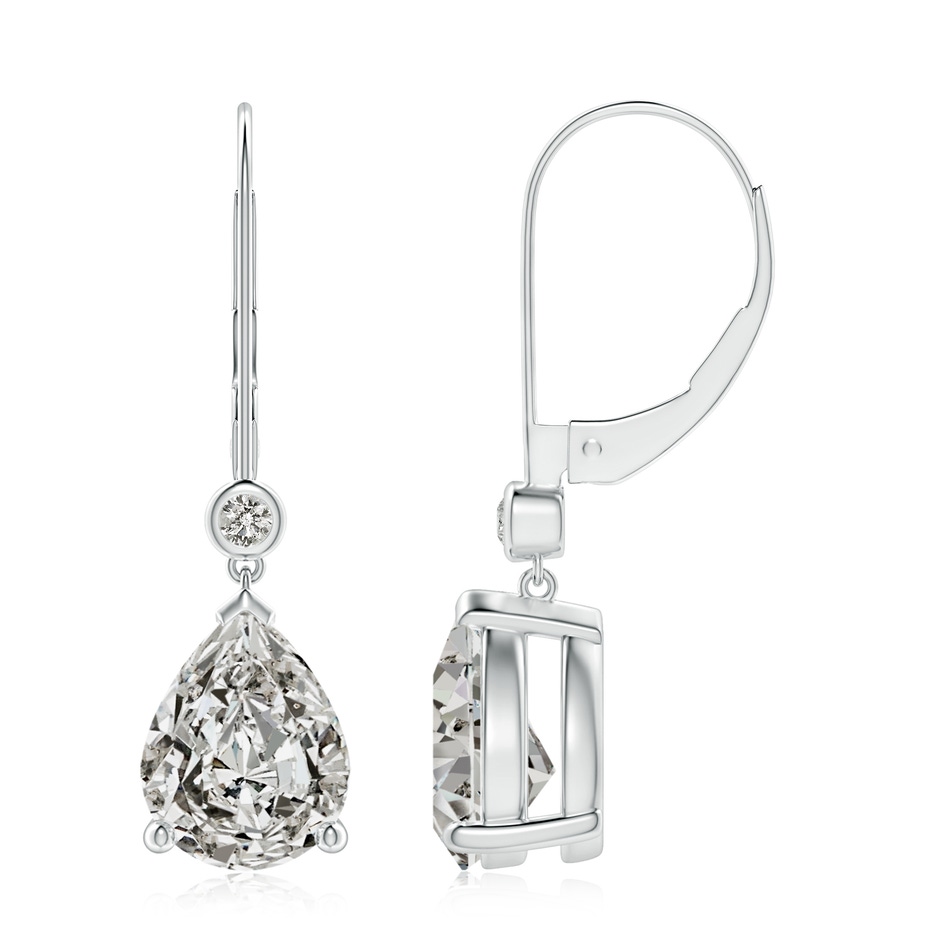 9x7mm KI3 Pear-Shaped Diamond Leverback Drop Earrings with Diamond Accent in P950 Platinum 