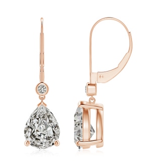 9x7mm KI3 Pear-Shaped Diamond Leverback Drop Earrings with Diamond Accent in Rose Gold