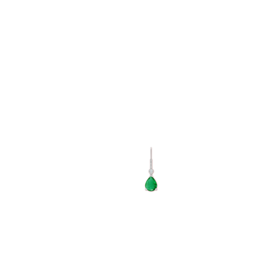 9x7mm AA Pear-Shaped Emerald Leverback Drop Earrings with Diamond in P950 Platinum ear