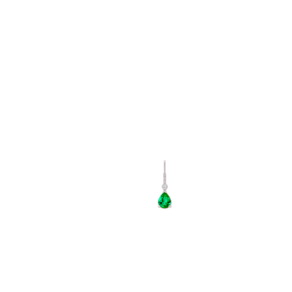 9x7mm AAA Pear-Shaped Emerald Leverback Drop Earrings with Diamond in P950 Platinum ear