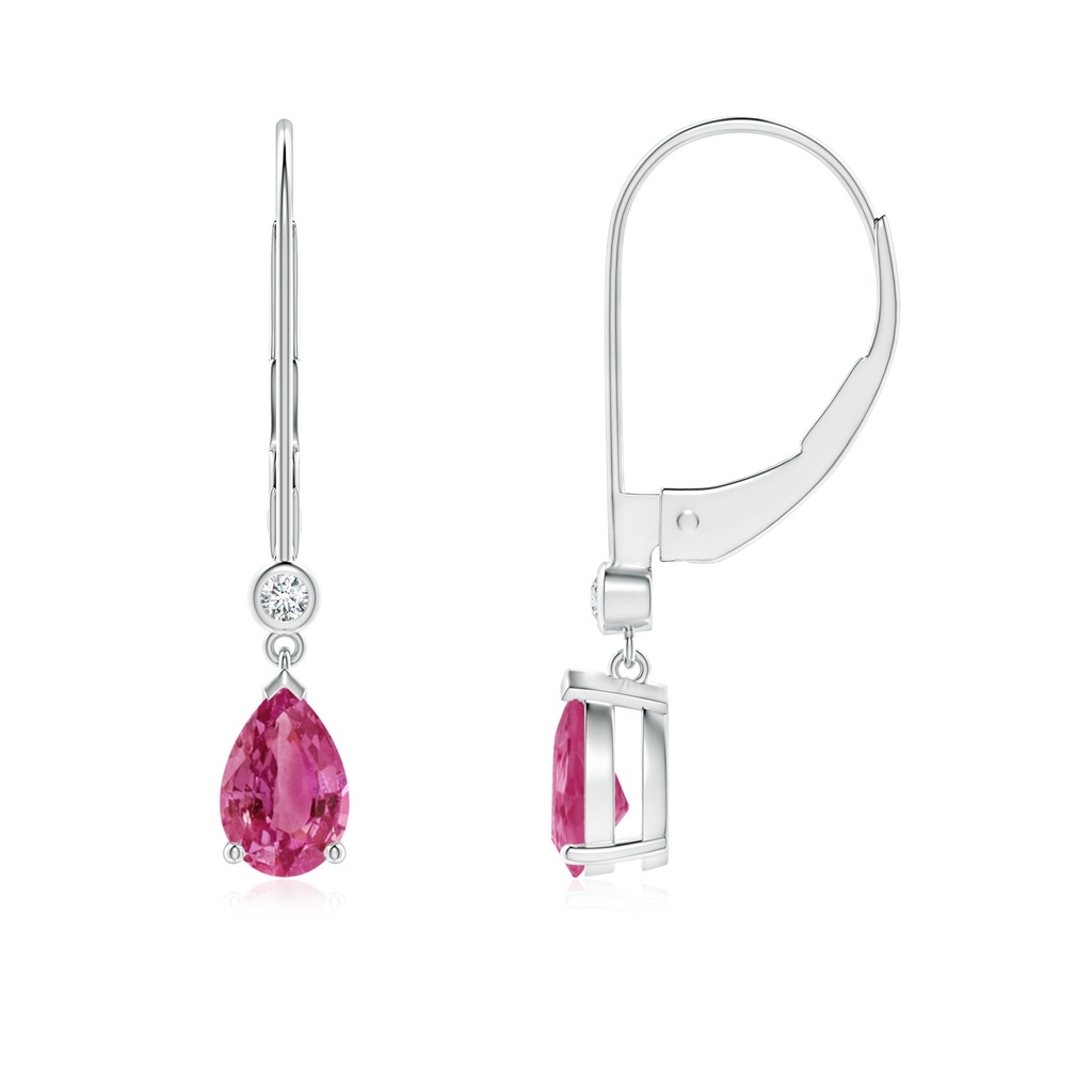 6x4mm AAAA Pear-Shaped Pink Sapphire Leverback Drop Earrings in P950 Platinum