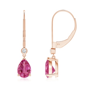 7x5mm AAAA Pear-Shaped Pink Sapphire Leverback Drop Earrings in Rose Gold
