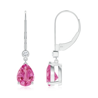 8x6mm AAA Pear-Shaped Pink Sapphire Leverback Drop Earrings in White Gold