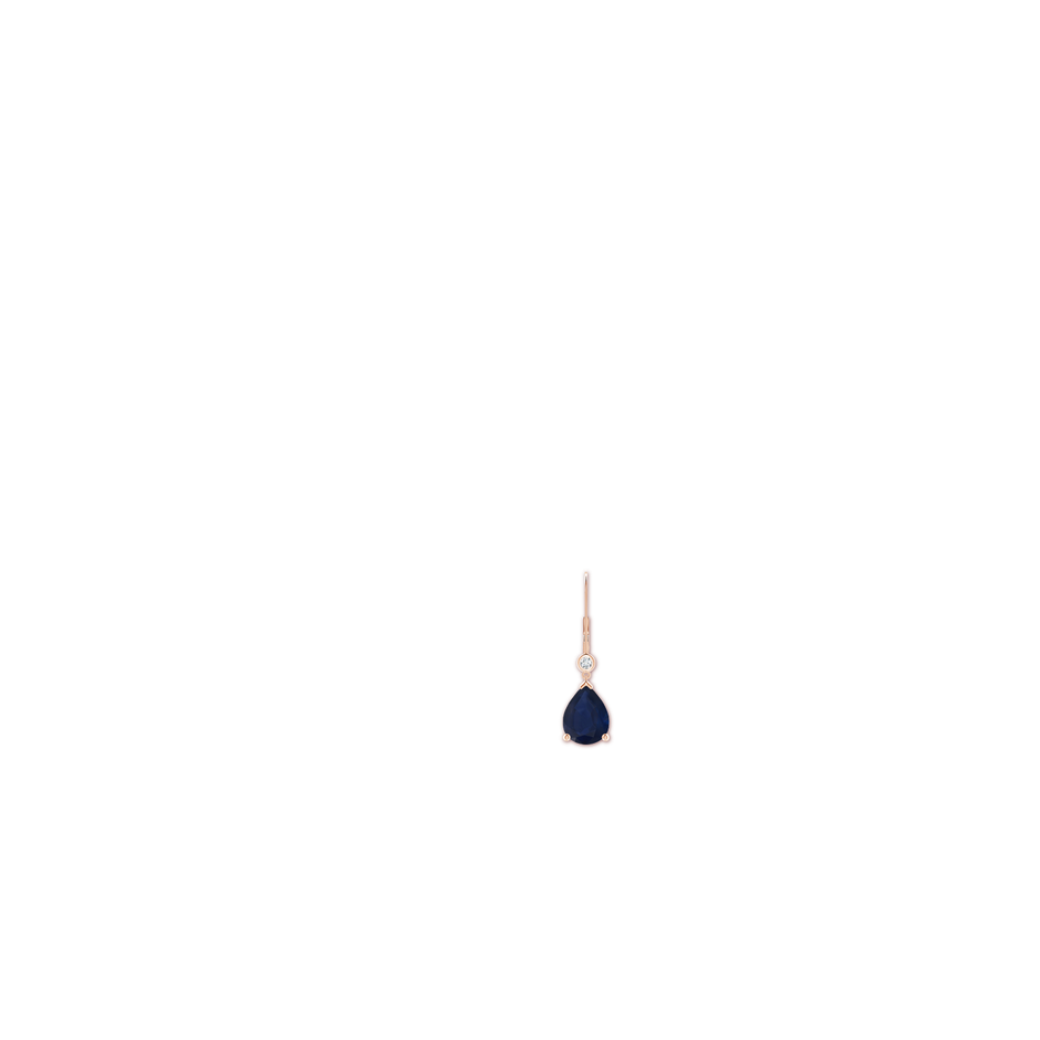 10x8mm A Pear-Shaped Sapphire Leverback Drop Earrings with Diamond in Rose Gold ear