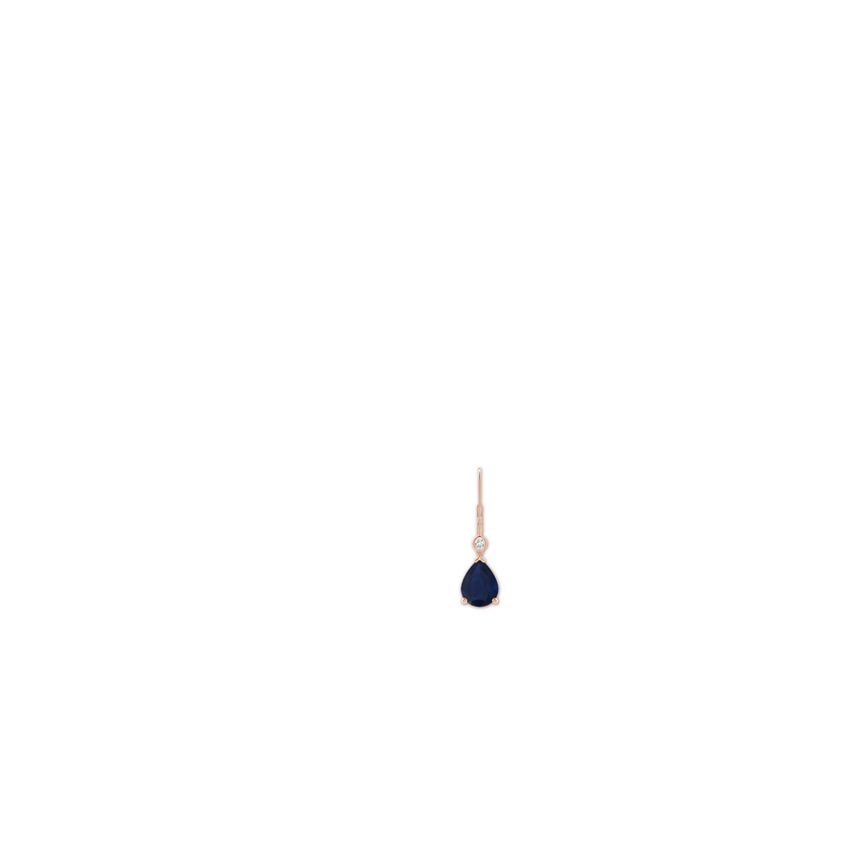 9x7mm A Pear-Shaped Sapphire Leverback Drop Earrings with Diamond in Rose Gold ear