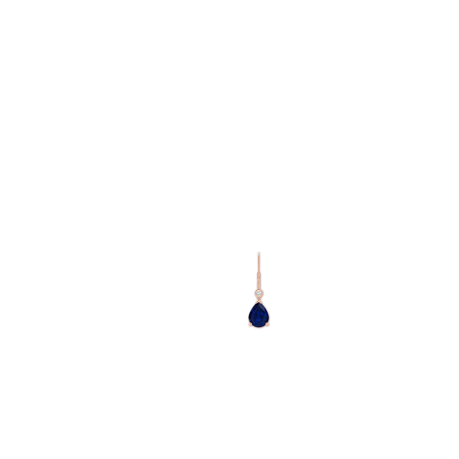 9x7mm AA Pear-Shaped Sapphire Leverback Drop Earrings with Diamond in Rose Gold ear