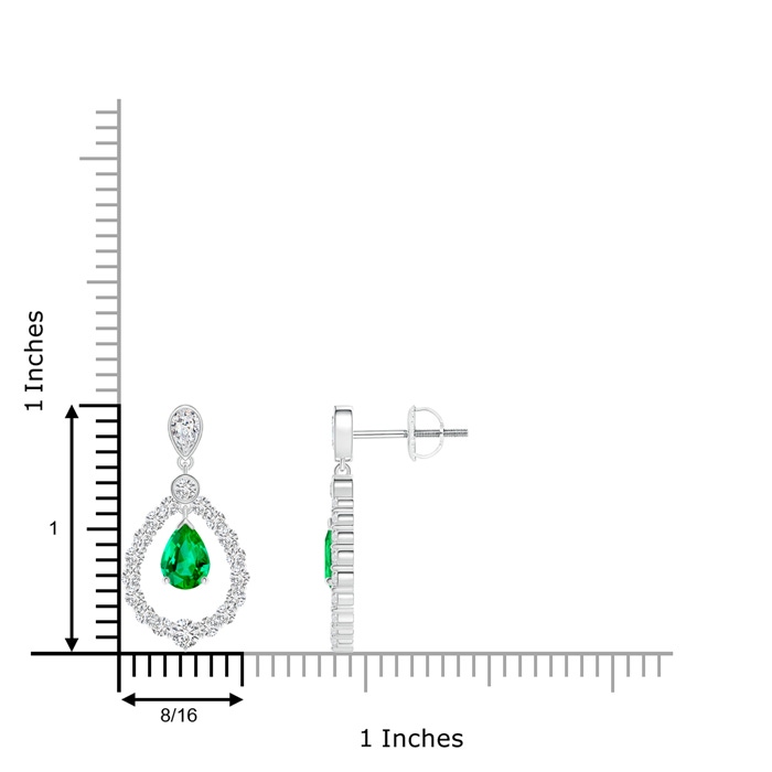 7x5mm AAA Pear Emerald Teardrop Earrings with Diamond Frame in White Gold Product Image