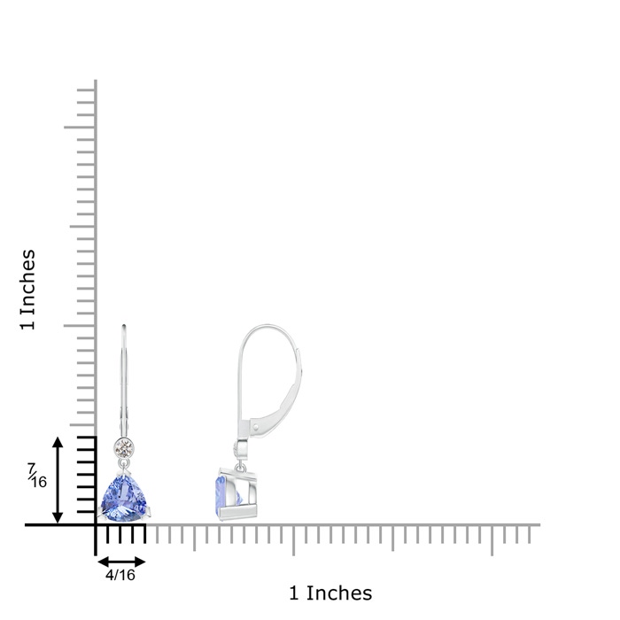 6mm A V Prong-Set Trillion Tanzanite Leverback Drop Earrings in P950 Platinum product image