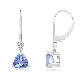 7mm A V Prong-Set Trillion Tanzanite Leverback Drop Earrings in White Gold