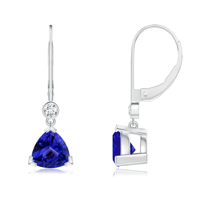 7mm AAAA V Prong-Set Trillion Tanzanite Leverback Drop Earrings in P950 Platinum 
