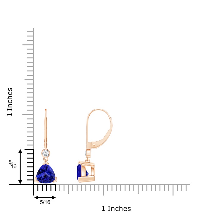 7mm AAAA V Prong-Set Trillion Tanzanite Leverback Drop Earrings in Rose Gold product image