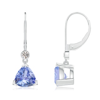 8mm A V Prong-Set Trillion Tanzanite Leverback Drop Earrings in White Gold