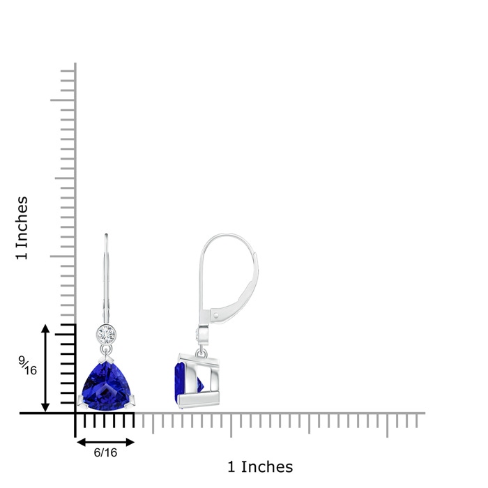 8mm AAAA V Prong-Set Trillion Tanzanite Leverback Drop Earrings in White Gold product image