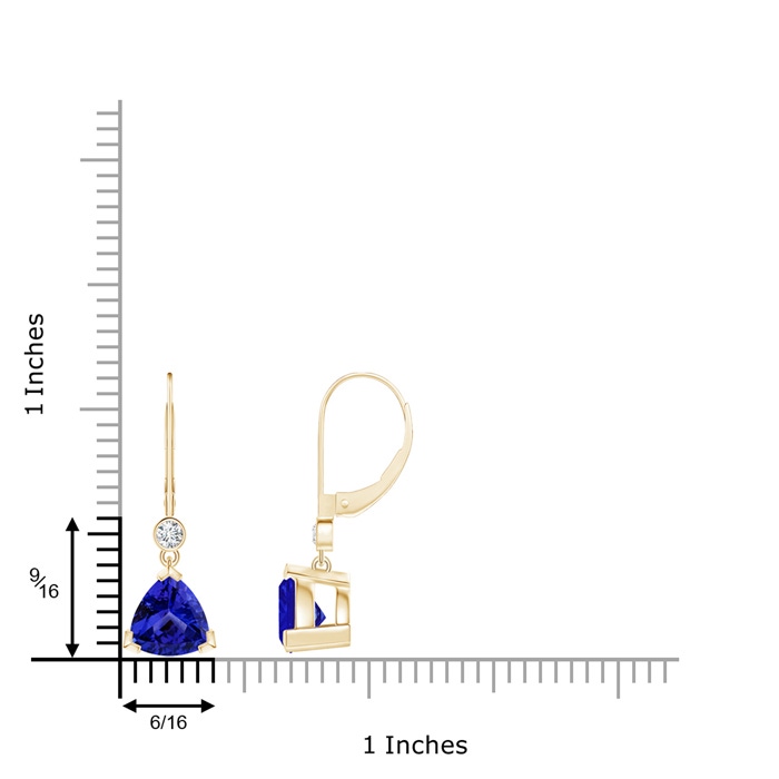 8mm AAAA V Prong-Set Trillion Tanzanite Leverback Drop Earrings in Yellow Gold product image