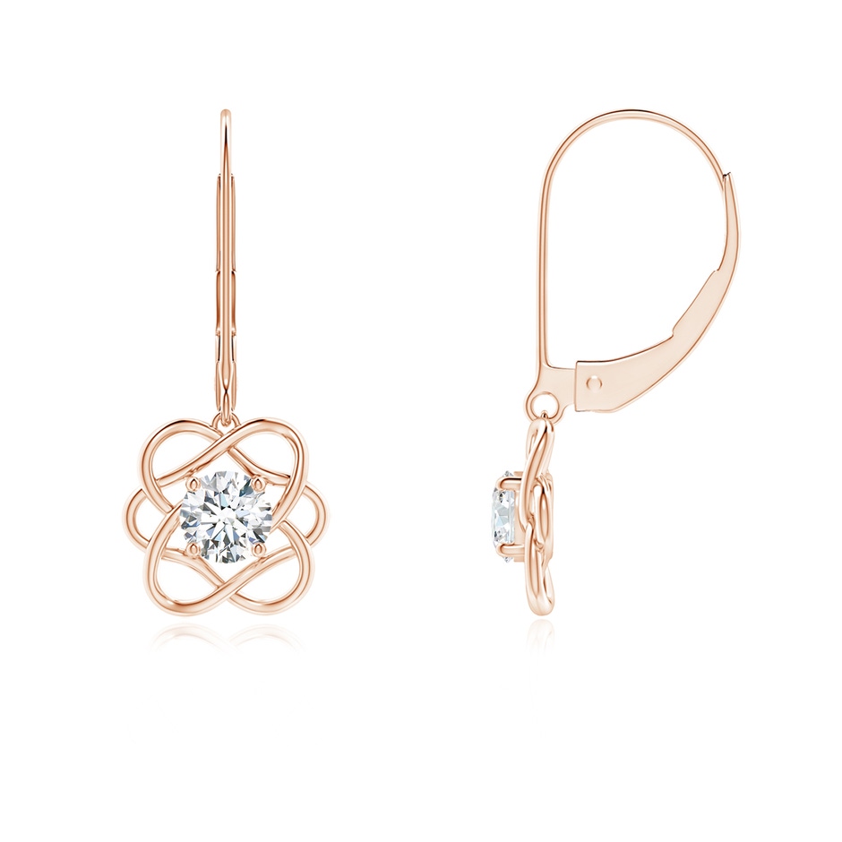 4.1mm GVS2 Solitaire Diamond Intertwined Flower Dangle Earrings in Rose Gold 