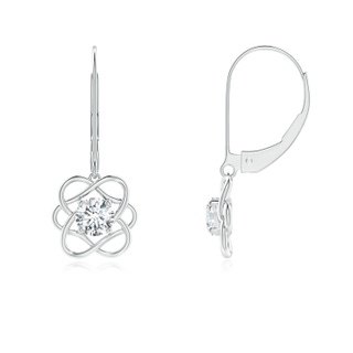 4.1mm GVS2 Solitaire Diamond Intertwined Flower Dangle Earrings in White Gold