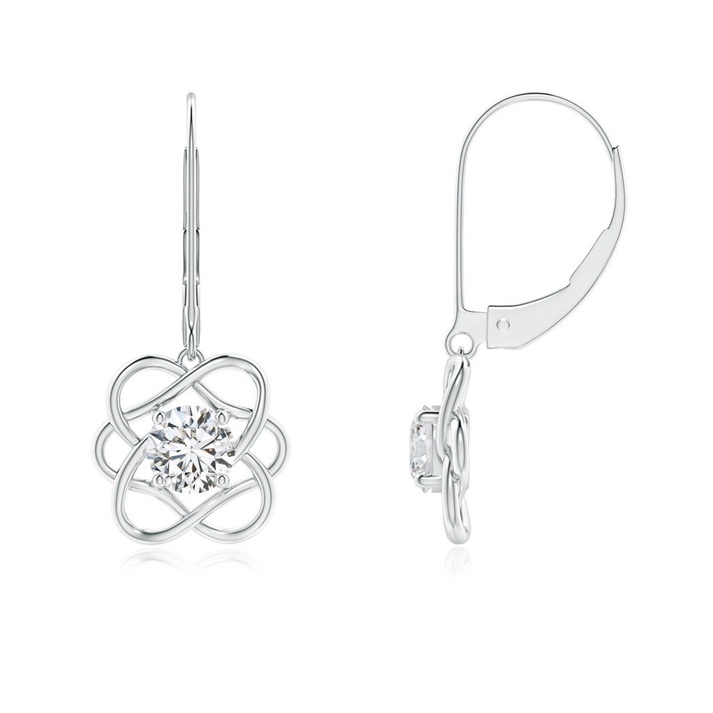 4.6mm HSI2 Solitaire Diamond Intertwined Flower Dangle Earrings in White Gold