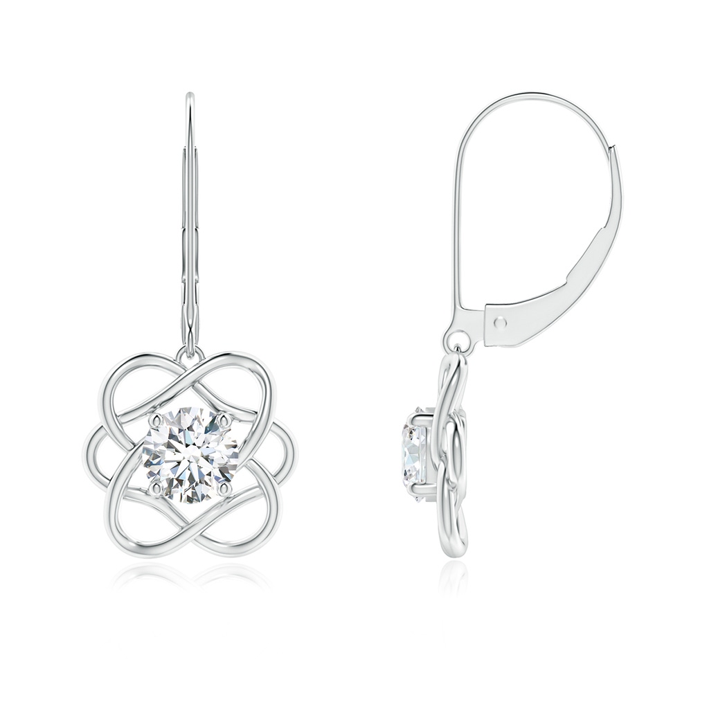 5.1mm GVS2 Solitaire Diamond Intertwined Flower Dangle Earrings in P950 Platinum