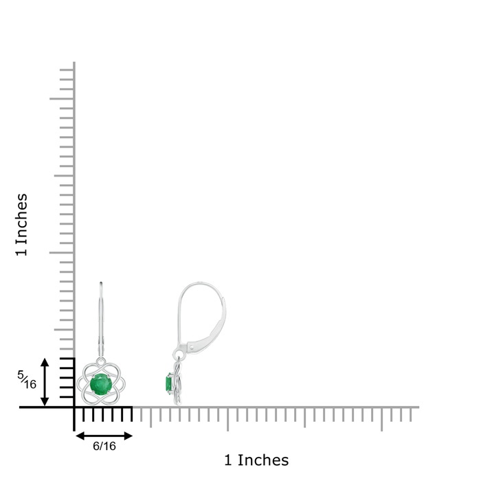 4mm A Solitaire Emerald Intertwined Flower Dangle Earrings in White Gold product image