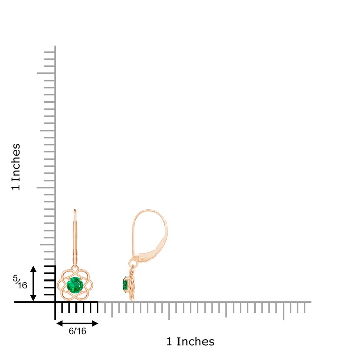 4mm AAA Solitaire Emerald Intertwined Flower Dangle Earrings in Rose Gold product image