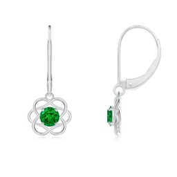 Drop Platinum Lab Grown Emerald Earrings