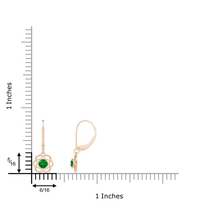 4mm Lab-Grown Solitaire Emerald Intertwined Flower Dangle Earrings in Rose Gold product image