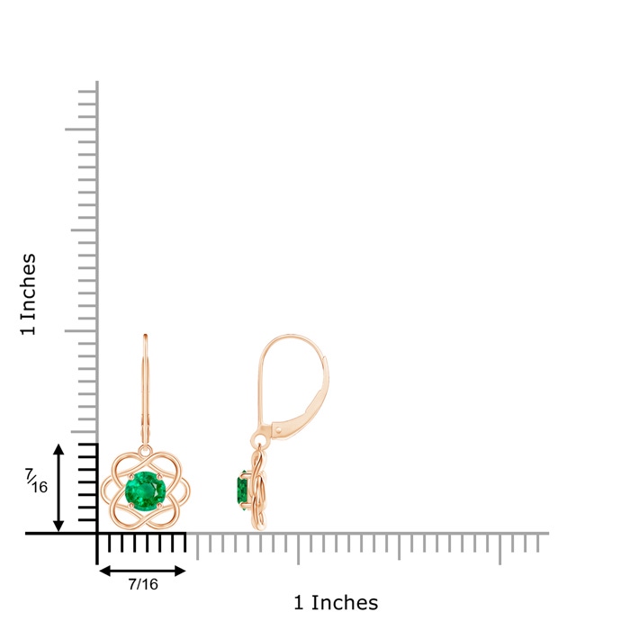 5mm AAA Solitaire Emerald Intertwined Flower Dangle Earrings in Rose Gold product image