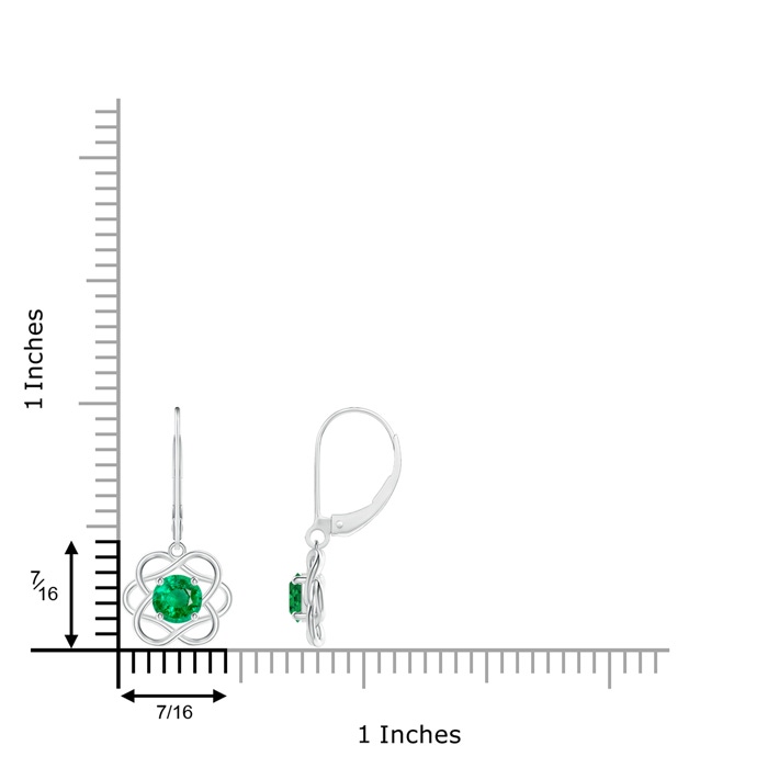 5mm AAA Solitaire Emerald Intertwined Flower Dangle Earrings in White Gold product image