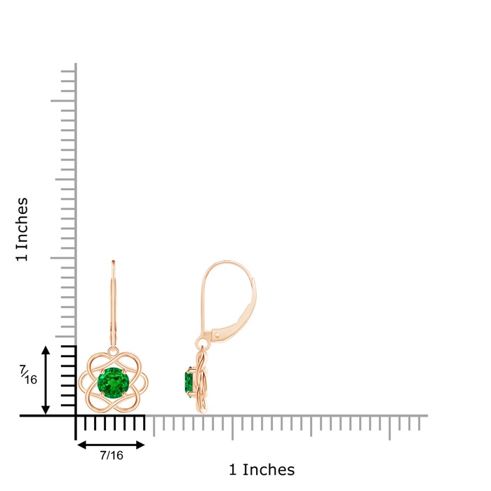 5mm AAAA Solitaire Emerald Intertwined Flower Dangle Earrings in Rose Gold product image