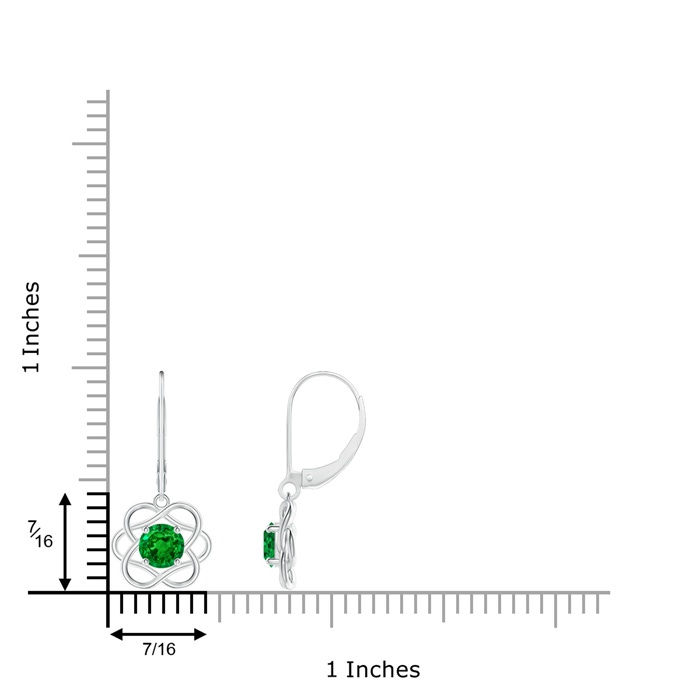 5mm Lab-Grown Solitaire Emerald Intertwined Flower Dangle Earrings in White Gold product image