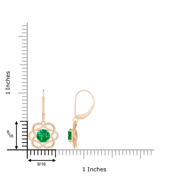 6mm AAA Solitaire Emerald Intertwined Flower Dangle Earrings in Rose Gold product image