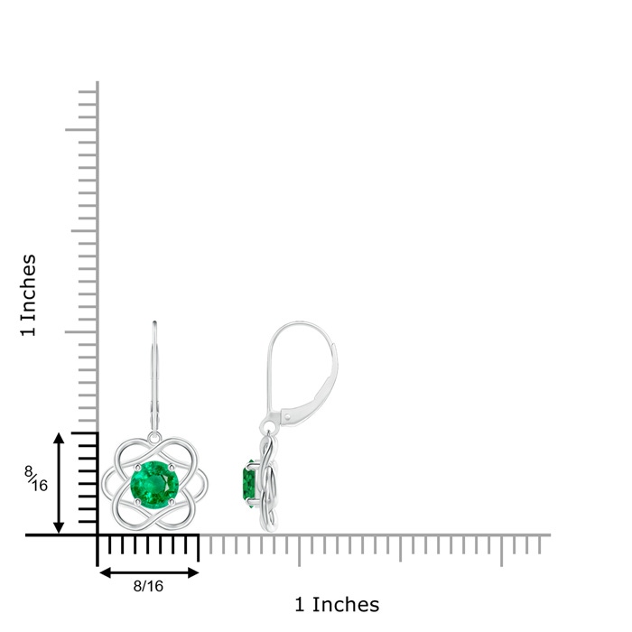 6mm AAA Solitaire Emerald Intertwined Flower Dangle Earrings in White Gold product image