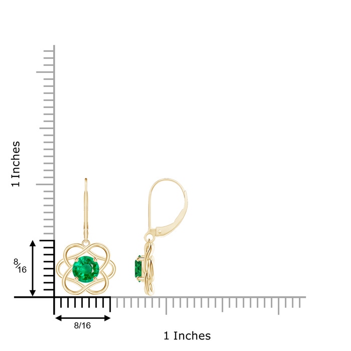 6mm AAA Solitaire Emerald Intertwined Flower Dangle Earrings in Yellow Gold product image