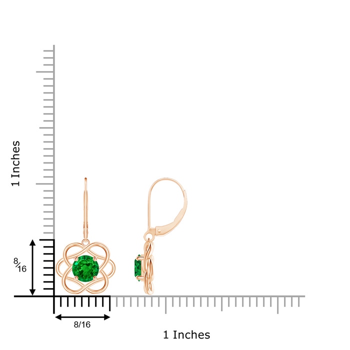 6mm AAAA Solitaire Emerald Intertwined Flower Dangle Earrings in Rose Gold product image