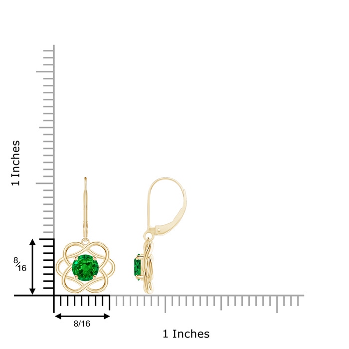 6mm Lab-Grown Solitaire Emerald Intertwined Flower Dangle Earrings in Yellow Gold product image