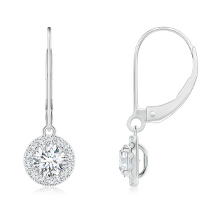 4.5mm GVS2 Round Diamond Leverback Halo Dangle Earrings in P950 Platinum