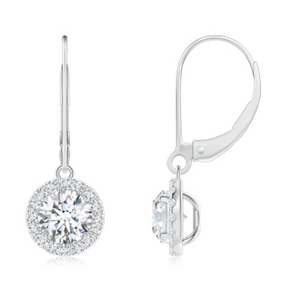 5.5mm GVS2 Round Diamond Leverback Halo Dangle Earrings in P950 Platinum