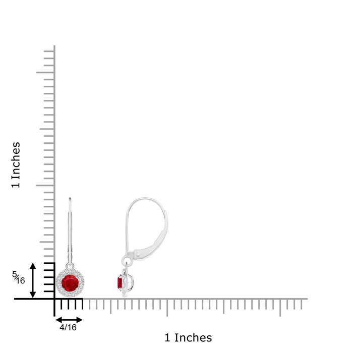 3.5mm AAA Round Ruby Leverback Halo Dangle Earrings in P950 Platinum product image