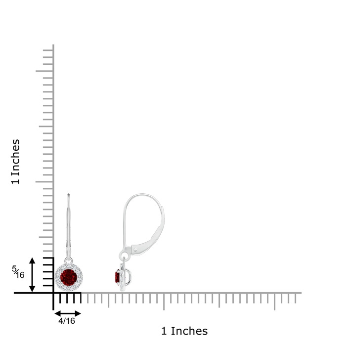 3.5mm AAAA Round Ruby Leverback Halo Dangle Earrings in P950 Platinum product image