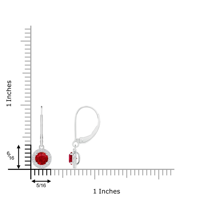 4.5mm AAA Round Ruby Leverback Halo Dangle Earrings in P950 Platinum product image