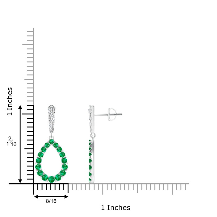 2.5mm AAA Prong-Set Emerald and Diamond Open Drop Earrings in White Gold product image