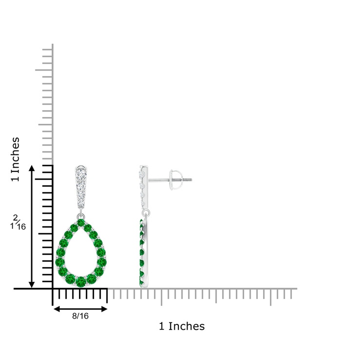 2.5mm AAAA Prong-Set Emerald and Diamond Open Drop Earrings in P950 Platinum product image