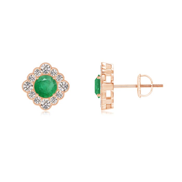 A - Emerald / 0.87 CT / 14 KT Rose Gold