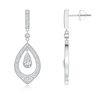 3.6mm GVS2 Open Drop Diamond Dangle Earrings in P950 Platinum
