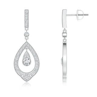 3.6mm GVS2 Open Drop Diamond Dangle Earrings in White Gold