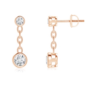 3.7mm GVS2 Bezel-Set Diamond Yard Chain Drop Earrings in 9K Rose Gold