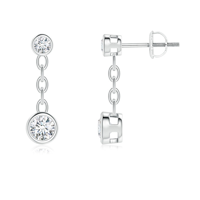 3.7mm GVS2 Bezel-Set Diamond Yard Chain Drop Earrings in P950 Platinum