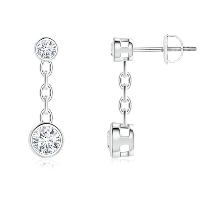 3.7mm GVS2 Bezel-Set Diamond Yard Chain Drop Earrings in P950 Platinum 