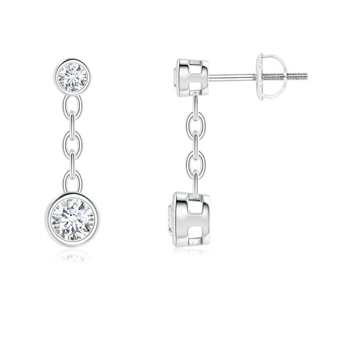 Bezel-Set Natural Diamond Yard Chain Drop Earrings